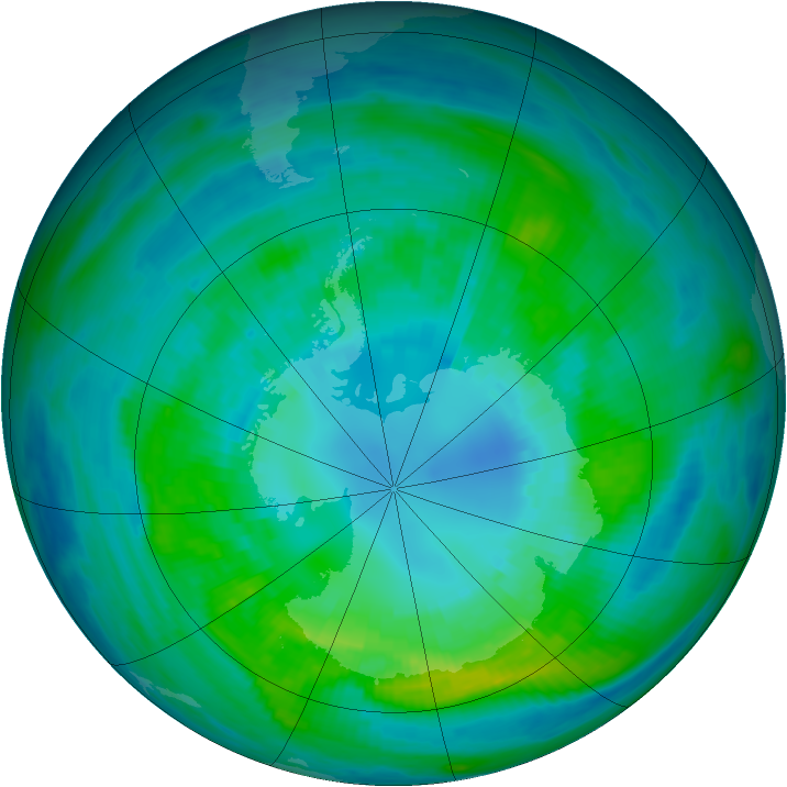 Antarctic ozone map for 11 April 1982